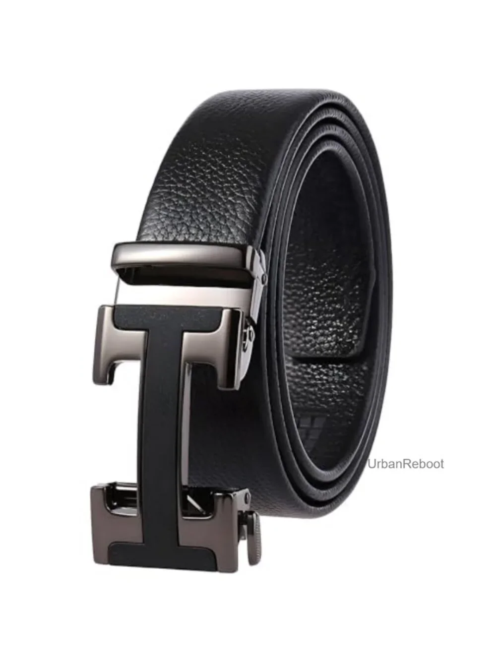 Men's Leather Ratchet Belt Dress with Easy Adjustable Automatic Buckle